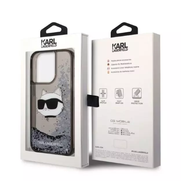 Karl Lagerfeld KLHCP14XLNCHCK iPhone 14 Pro Max 6.7&quot  black/black hardcase Glitter Choupette Head 14
