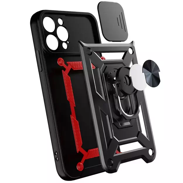 Hybrid Armor Camshield Case for Vivo X80 Lite / Vivo V25 Armor Case with Camera Cover Black 7