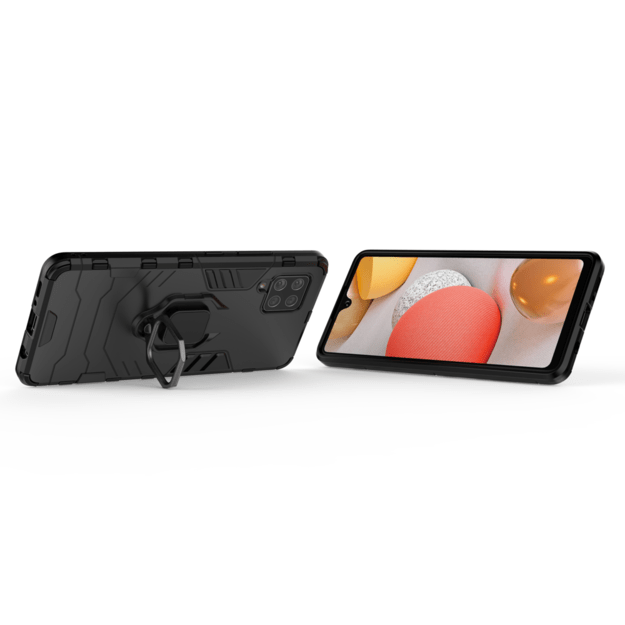Ring Armor Case Kickstand Tough Rugged Cover for Samsung Galaxy A42 5G black 5