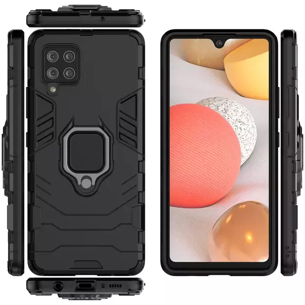 Ring Armor Case Kickstand Tough Rugged Cover for Samsung Galaxy A42 5G black 12