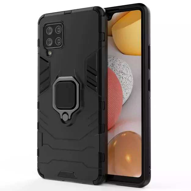 Ring Armor Case Kickstand Tough Rugged Cover for Samsung Galaxy A42 5G black 16