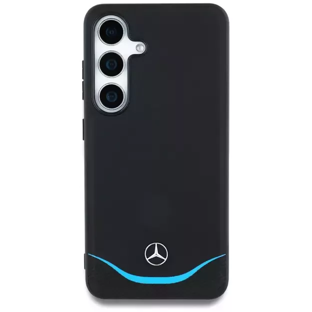 Mercedes Leather Contrasted Blue Horizontal Curve MagSafe Case for Samsung Galaxy S25 - Black 2