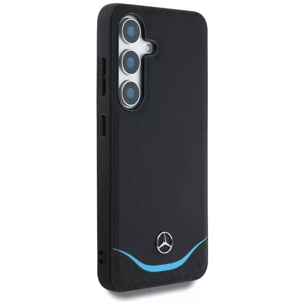 Mercedes Leather Contrasted Blue Horizontal Curve MagSafe Case for Samsung Galaxy S25 - Black 3