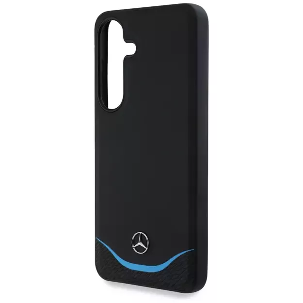 Mercedes Leather Contrasted Blue Horizontal Curve MagSafe Case for Samsung Galaxy S25 - Black 5