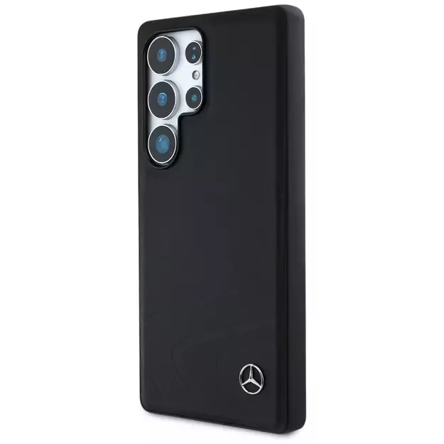 Mercedes Leather Horizontal Debossed Curves MagSafe Case for Samsung Galaxy S25 Ultra - Black 8