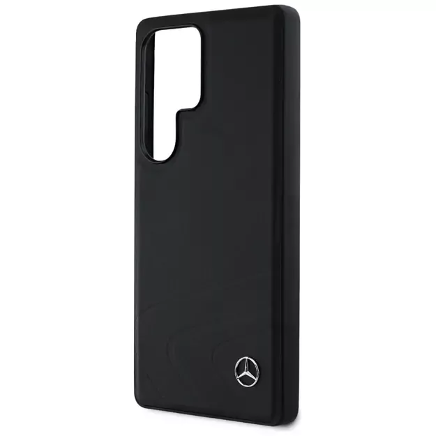 Mercedes Leather Horizontal Debossed Curves MagSafe Case for Samsung Galaxy S25 Ultra - Black 12