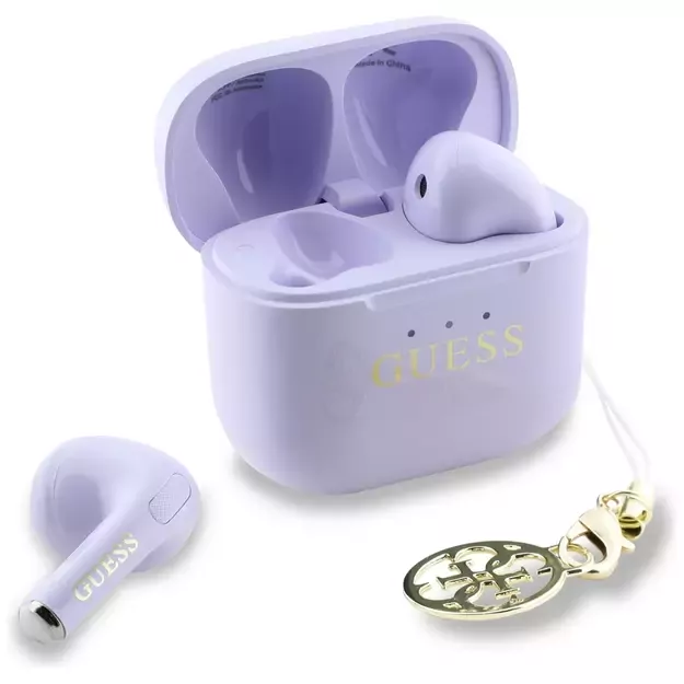 TWS Guess Glossy Effect Printed Classic Logo &amp  Charm Headphones - Lavender 1