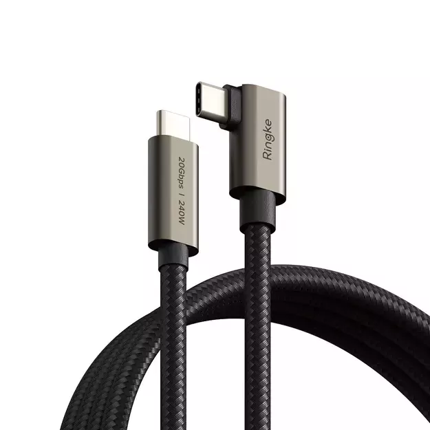 Ringke 3.2 gen. 2x2 USB-C, PD 3.1 240W 1m angled cable - black
