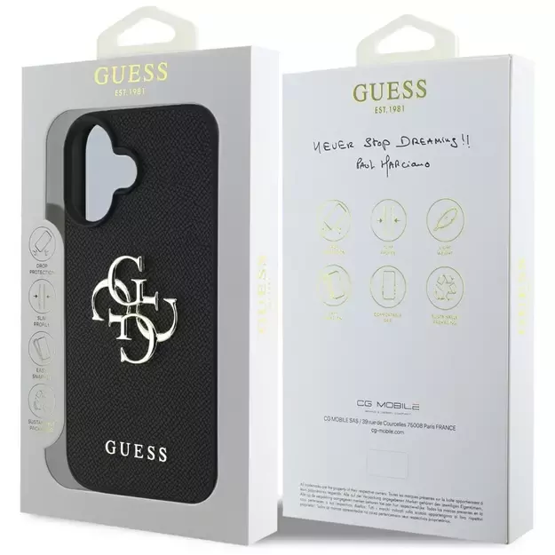 Guess Grained Big 4G Logo Small Classic Logo case for iPhone 16 - black 14