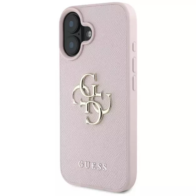 Guess Grained Big 4G Logo Small Classic Logo case for iPhone 16 - pink 14