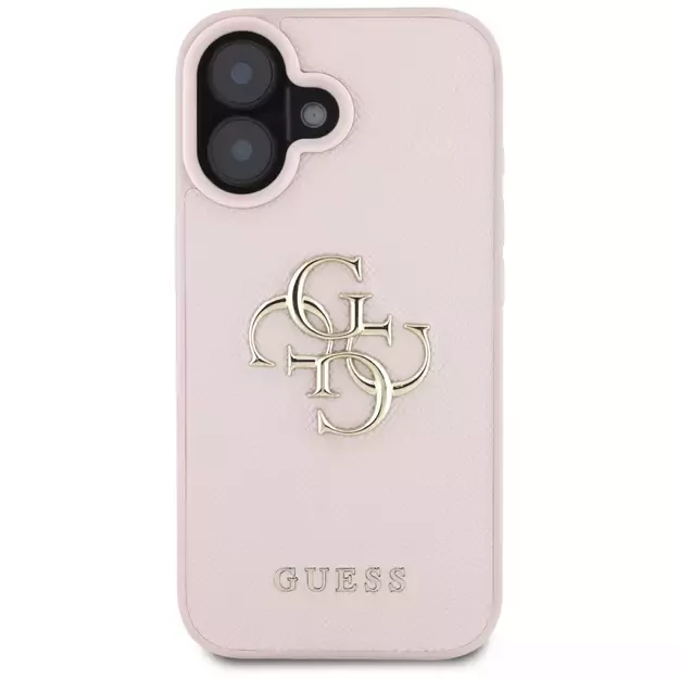 Guess Grained Big 4G Logo Small Classic Logo case for iPhone 16 - pink 1