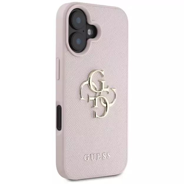 Guess Grained Big 4G Logo Small Classic Logo case for iPhone 16 - pink 2