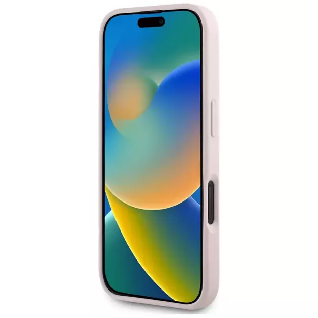 Guess Grained Big 4G Logo Small Classic Logo case for iPhone 16 - pink 3