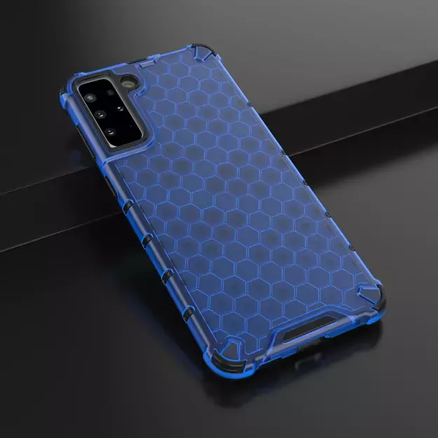 Honeycomb Case armor cover with TPU Bumper for Samsung Galaxy S21+ 5G (S21 Plus 5G) blue 13