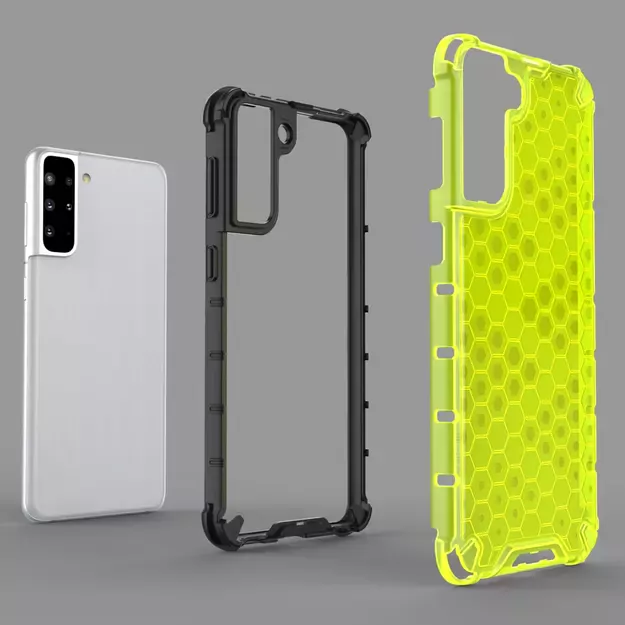 Honeycomb Case armor cover with TPU Bumper for Samsung Galaxy S21+ 5G (S21 Plus 5G) blue 4