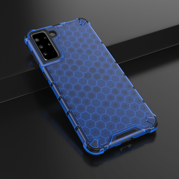 Honeycomb Case armor cover with TPU Bumper for Samsung Galaxy S21+ 5G (S21 Plus 5G) blue 26