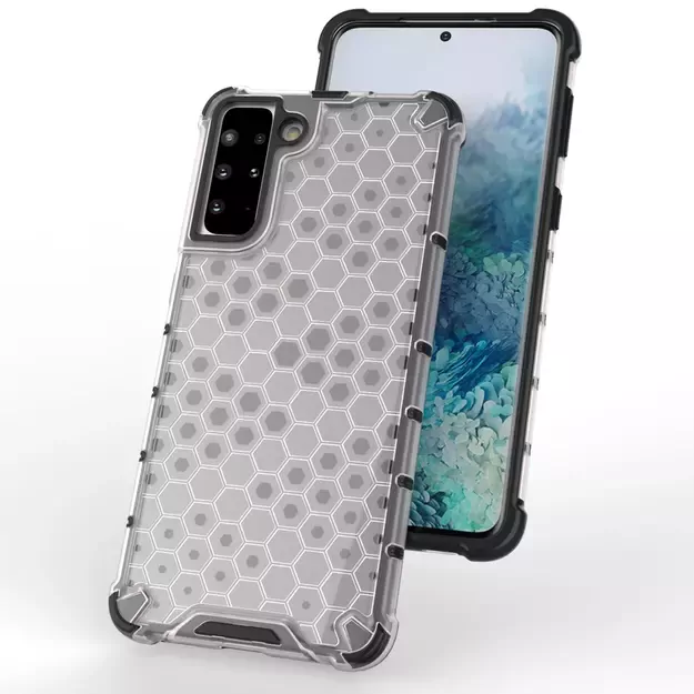 Honeycomb Case armor cover with TPU Bumper for Samsung Galaxy S21+ 5G (S21 Plus 5G) blue 6