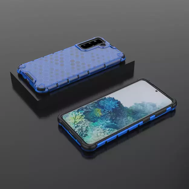 Honeycomb Case armor cover with TPU Bumper for Samsung Galaxy S21+ 5G (S21 Plus 5G) blue 12