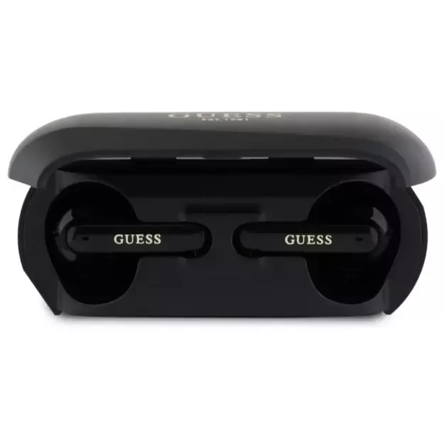 Guess Elongated Metallic Printed Logo Bluetooth TWS Headphones + Docking Station - Black 8