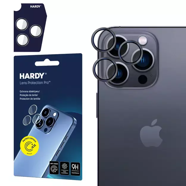 Hardy Lens Protection Pro Black Glass for Camera Objects on Apple iPhone 16 Pro / 16 Pro Max - Black
