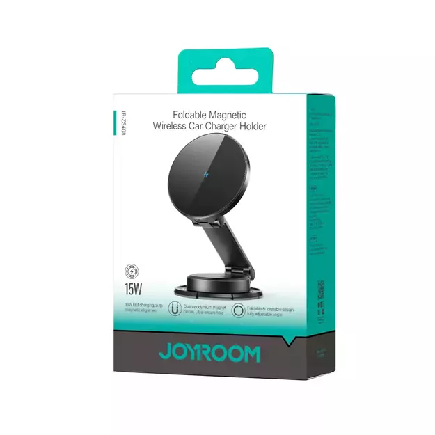 Joyroom JR-ZS408 magnetic holder with 15W inductive charger for car cockpit - black 10