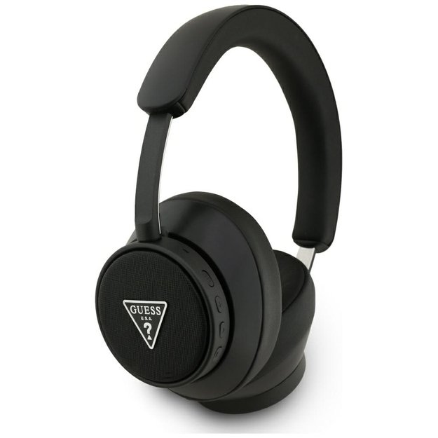Guess Bluetooth ENC Saffiano Triangle Logo On-Ear Headphones - Black