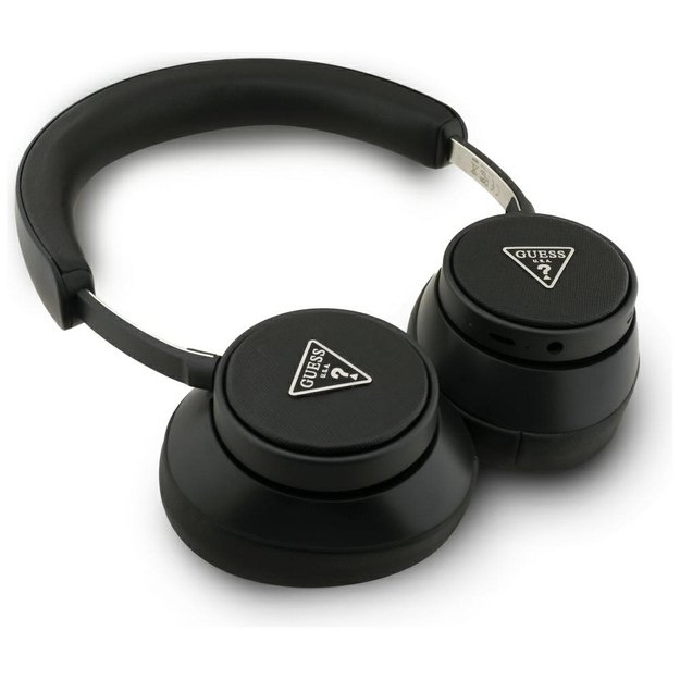 Guess Bluetooth ENC Saffiano Triangle Logo On-Ear Headphones - Black 3