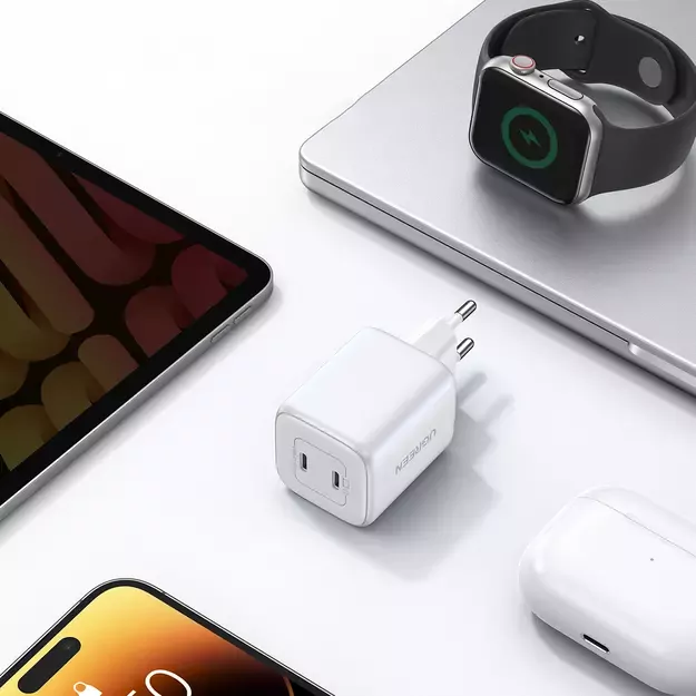 GaN Fast Charger 2 x USB-C 45W QC PD Ugreen CD294 - White 6