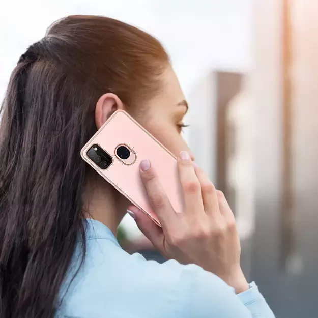 Dux Ducis Yolo elegant case made of soft TPU and PU leather for Samsung Galaxy M30s pink 24
