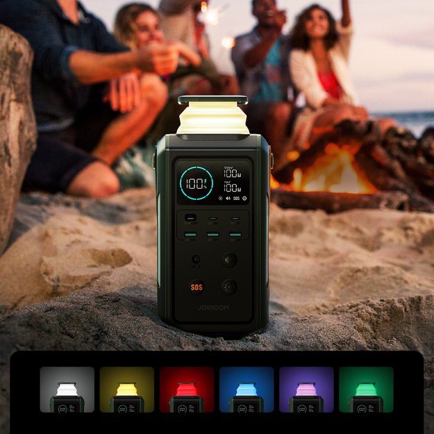 Powerbank Joyroom JR-PBF10 75000mAh 100W 3x USB-C 3x USB-A with foldable flashlight and handle - green 12