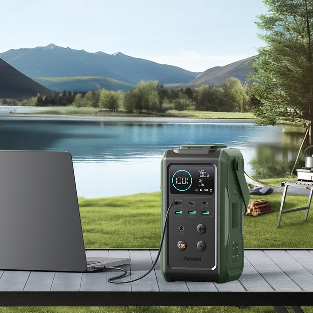 Powerbank Joyroom JR-PBF10 75000mAh 100W 3x USB-C 3x USB-A with foldable flashlight and handle - green 8