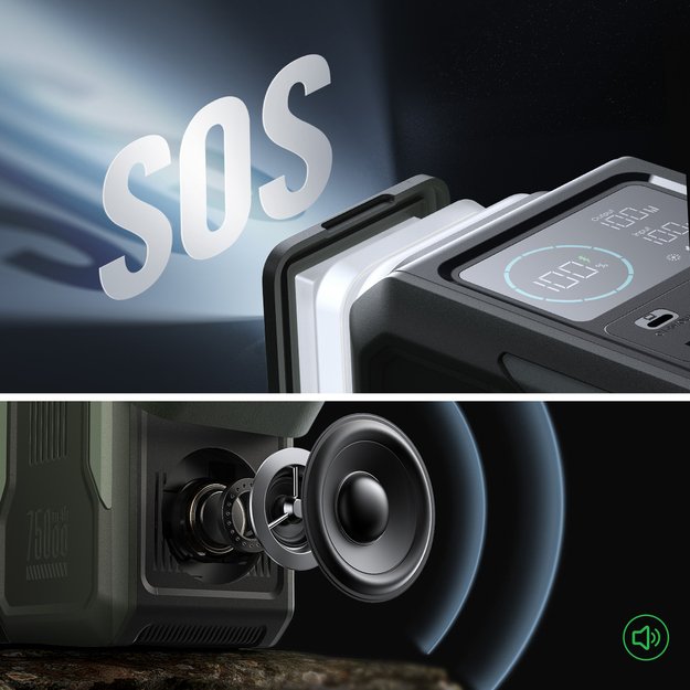 Powerbank Joyroom JR-PBF10 75000mAh 100W 3x USB-C 3x USB-A with foldable flashlight and handle - green 13