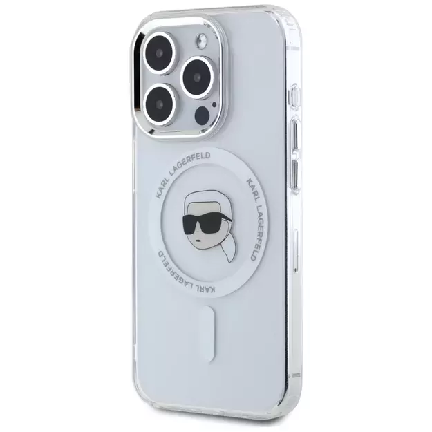 Karl Lagerfeld IML Metal Karl Head MagSafe Case for iPhone 15 Pro White 8