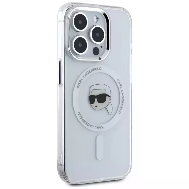 Karl Lagerfeld IML Metal Karl Head MagSafe Case for iPhone 15 Pro White 10