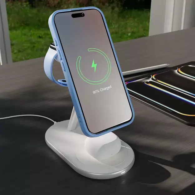 Puro Mag Station Qi2 3-in-1 Wireless Charger Compatible with MagSafe - White 7
