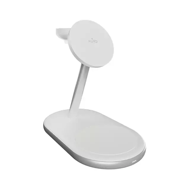 Puro Mag Station Qi2 3-in-1 Wireless Charger Compatible with MagSafe - White 3