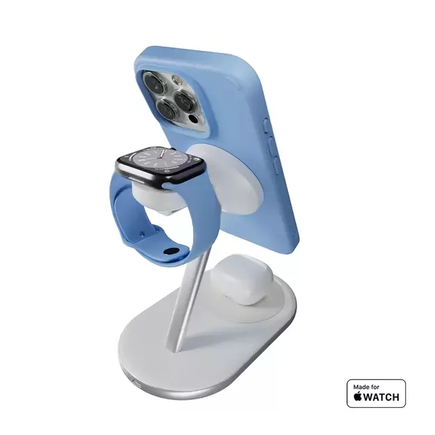 Puro Mag Station Qi2 3-in-1 Wireless Charger Compatible with MagSafe - White 4