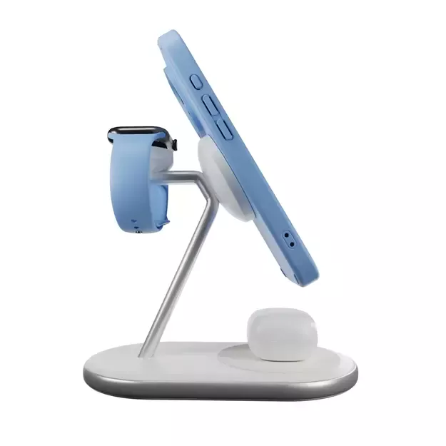 Puro Mag Station Qi2 3-in-1 Wireless Charger Compatible with MagSafe - White 5