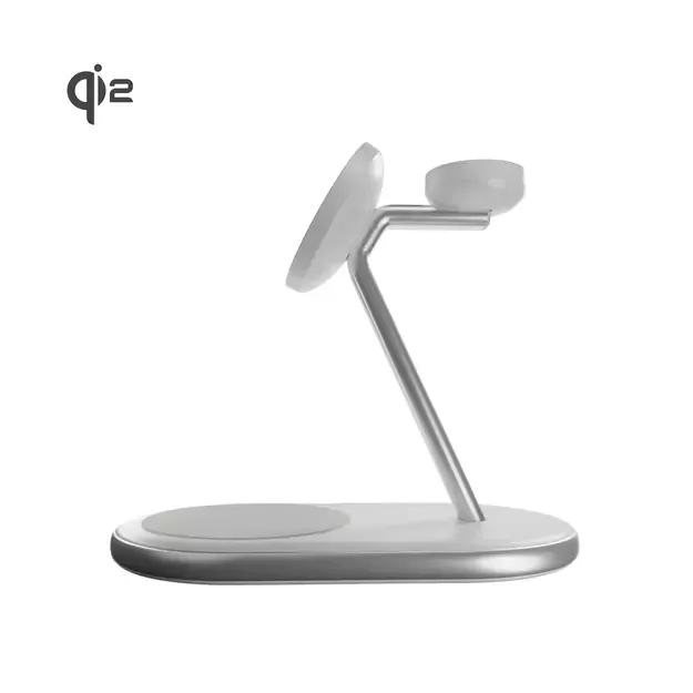 Puro Mag Station Qi2 3-in-1 Wireless Charger Compatible with MagSafe - White 2
