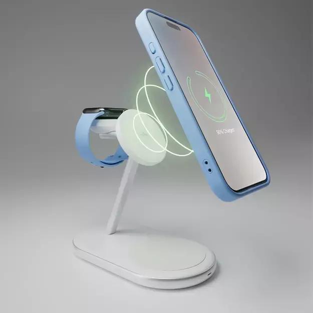 Puro Mag Station Qi2 3-in-1 Wireless Charger Compatible with MagSafe - White 6