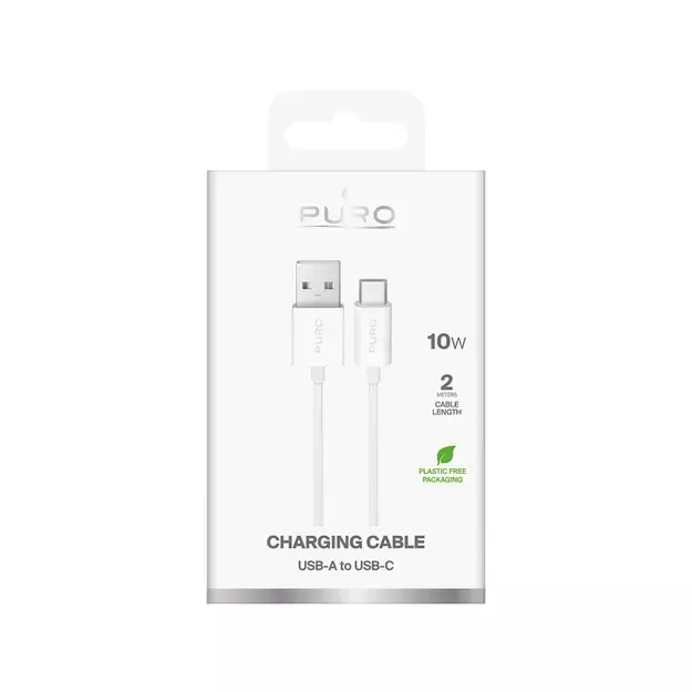Puro 10W TPE USB-A - USB-C Cable 2m - White 1
