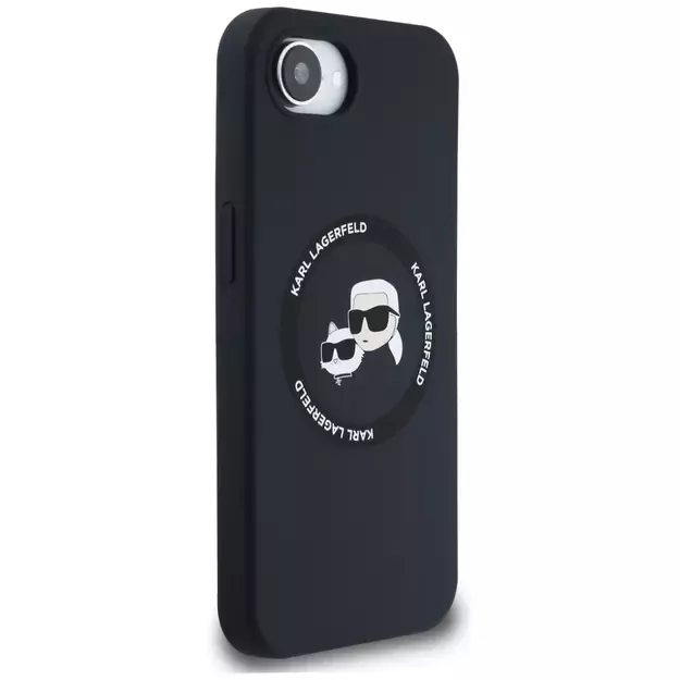 Karl Lagerfeld Liquid Silicone Karl & Choupette Heads Case with MagSafe for iPhone 16e - Black 10