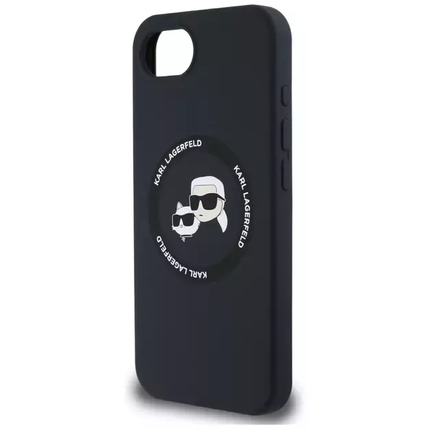 Karl Lagerfeld Liquid Silicone Karl & Choupette Heads Case with MagSafe for iPhone 16e - Black 12