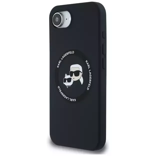 Karl Lagerfeld Liquid Silicone Karl & Choupette Heads Case with MagSafe for iPhone 16e - Black 8