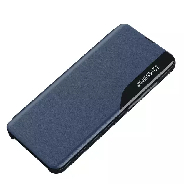Eco Leather View Case elegant case with flap and stand for iPhone 16e - blue 3