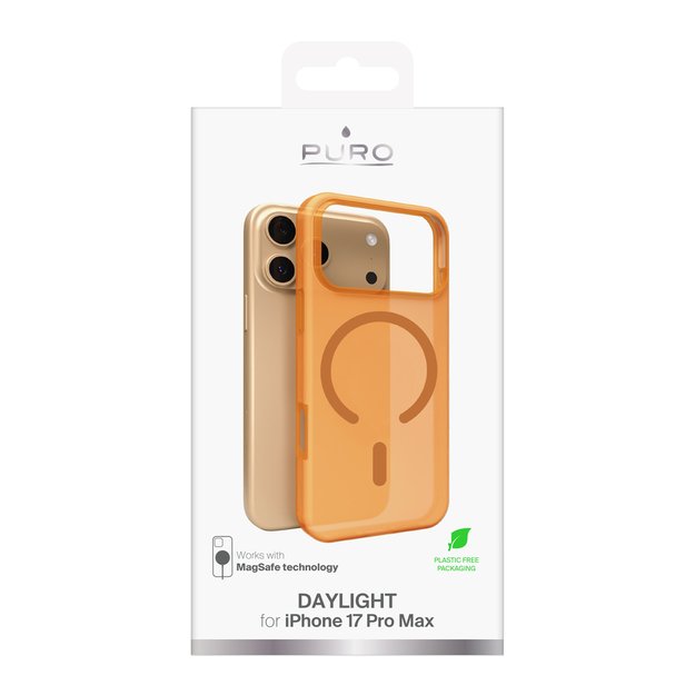 Puro Daylight Magsafe Compatible Silicone Case for iPhone 17 Pro Max - Translucent Orange 1