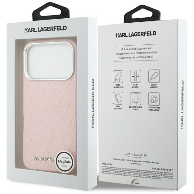 Karl Lagerfeld FW Stamped Karl MagSafe Case for iPhone 17 Pro - Pink 7