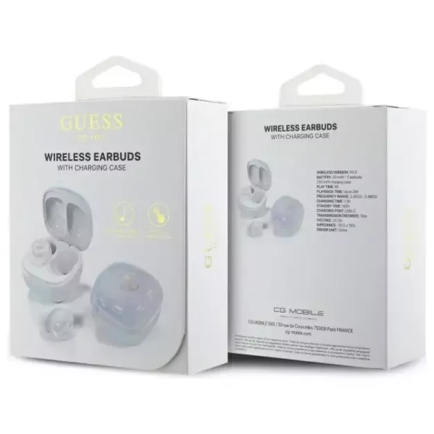 Guess Bluetooth headphones GUTWSJ144ESH TWS + docking station white/white Iridescent 4G Printed Logo 12