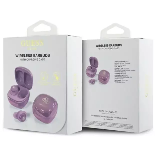 Guess 4G Printed Logo Bluetooth TWS Headphones + Docking Station - Purple 5