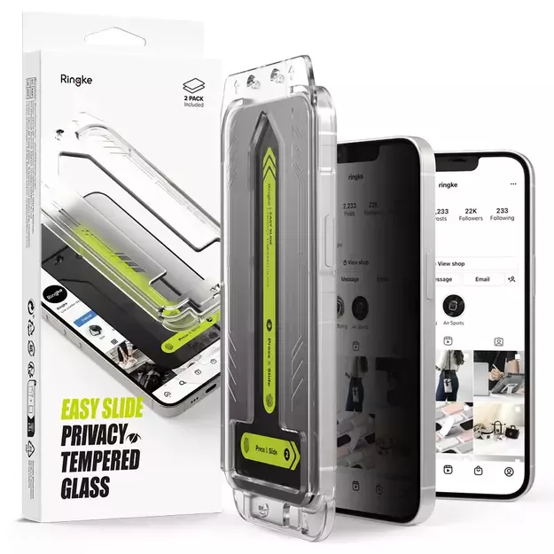 Ringke Easy Slide Privacy Glass 2-pack for iPhone 13 / 13 Pro / 14 / 16e